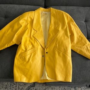 Vintage Yellow 100% Leather Jacket